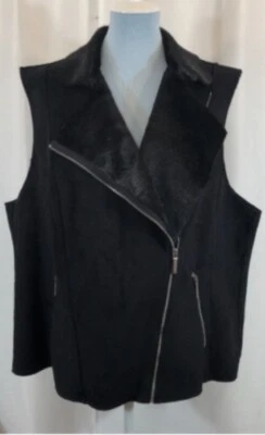 Michael Kors Women’s Zipper Faux Seal Fur Suede Black Vest Plus Size 20W - Image 1 of 4