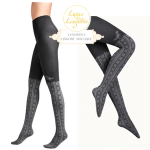 Rex Mas Tights by Wolford L Black Ash Tights with Christmas Design - Picture 1 of 3