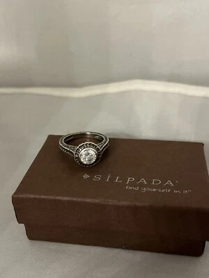 Anillo martillado Silpada R2076 Perfect Bliss plata esterlina .925 circonita cúbica talla 6 NUEVO Foto 1 de 4