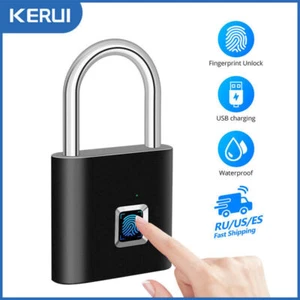 Smart Fingerprint Door Lock Keyless Padlock Security Waterproof USB Rechargeable - Picture 1 of 15