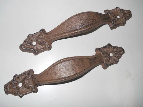 2 Large Cast Iron Antique Style FANCY Barn Handle Gate Pull Shed Door Handles #5 Cover