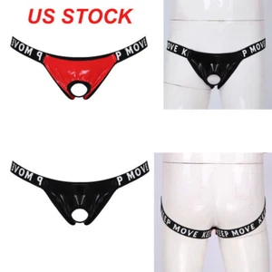 Para hombre T-Back Jockstrap Sexy Patente Cuero Tanga Hueca Cuerda G Ropa Interior - Imagen 1 de 21