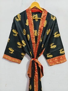Kimono para mujer suave albornoz indio sedoso vestido bata de retazos, B-4495 - Imagen 1 de 7