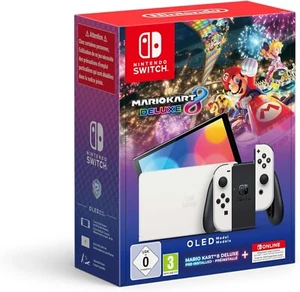 Console Nintendo Switch OLED White + Videogioco Mario Kart 8 Deluxe NSO 12 mesi - Foto 1 di 9