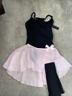 Ballet Costume Girls 12-14 Black Leotard, Pink Skirt, Black Tights