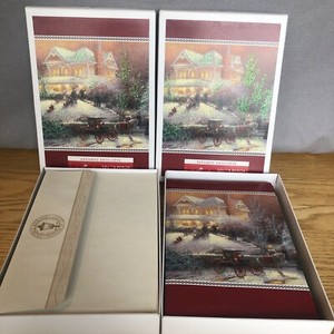 28 Hallmark Thomas Kinkade Victorian Glitter Christmas Card & 31 Envelopes Boxed