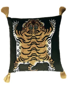 Contemporary Digital Printed Tiger Velvet Decorative Pillow - Picture 1 of 5
