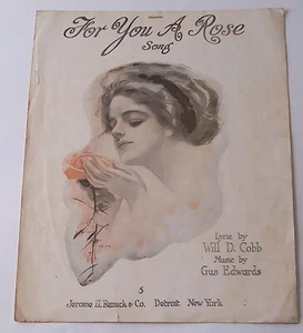 Illustration Sheet Music ( For You A Rose ) Harrison Fisher 1910 - Picture 1 of 1