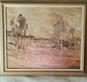 "WEST OF THE GREAT DIVIDE "NSW AUSTRALIAN TREE BARK COLLAGE J.SHERLOCK 1980 11x9 - Picture 1 of 6
