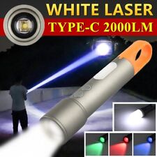 2000LM Long Distance Flashlight White Laser LED Torch  Zoom Camp Hiking