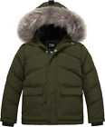 Manteau d'hiver garçon veste tampon rembourrée chaude épaisse avec fausse fourrure amovible