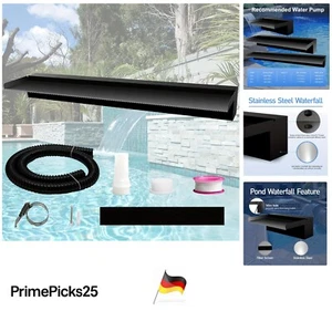 Edelstahl Wasserfall für Garten, Brunnen, Pool, 90x20x10cm, schwarz - Bild 1 von 10
