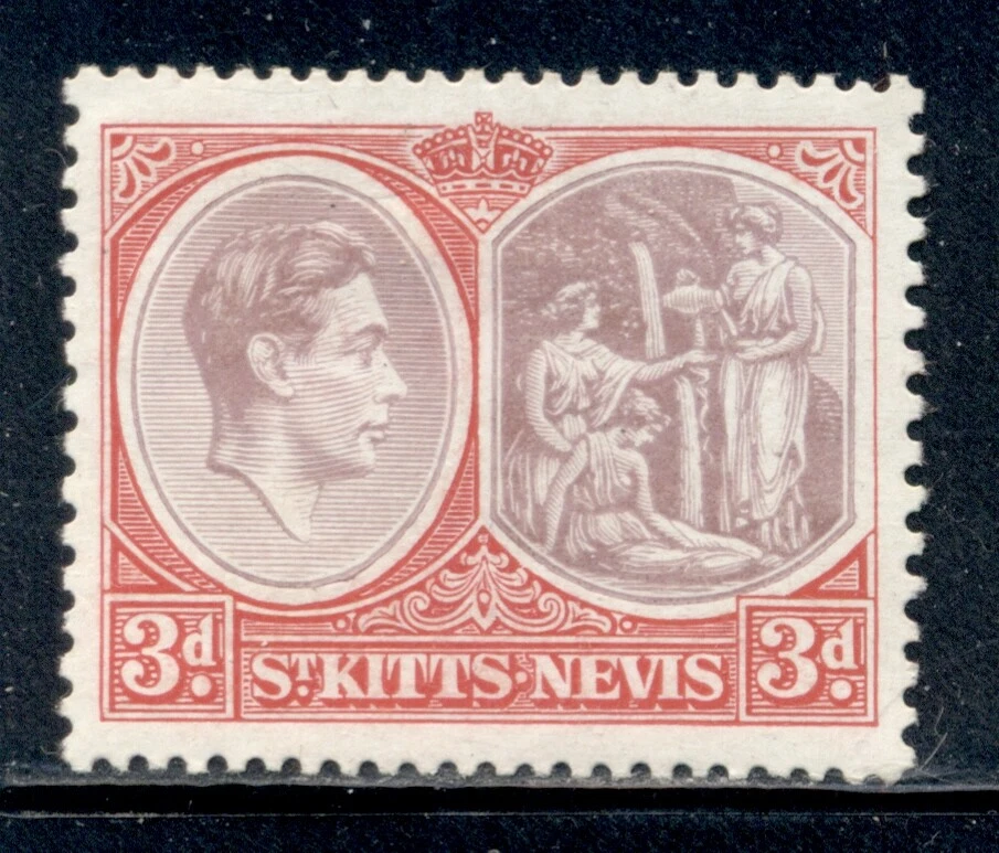 ST. KITTS-NEVIS 84a SG73 MH 1938 3p KGVI Medicinal Spring Perf 13X12 CV$16 - Image 1 of 1