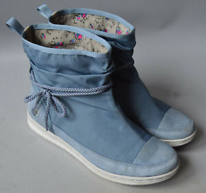 Ladies Clarks Light Blue Nobuck Leather & Canvas Ankle Boots Size UK 6 D