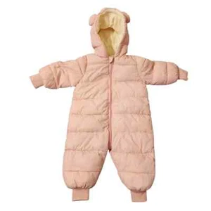 Baby Girl Pink Bear Hooded Snowsuit Winter Coat Size 6-12M NWOT - Picture 1 of 6