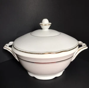 Antique Porcelain Serving Bowl Moschendorf Bavaria 1900-1920s White Gold 6 Cups - Picture 1 of 9