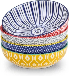 Ceramic 30 Ounce Large Pasta Bowls 8 inch Serving Bowls Wide and Shallow - Picture 1 of 8