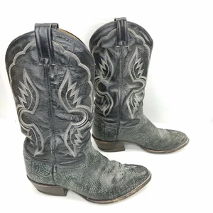 Tony Lama USA 6250 Distressed Black Goatskin Cowboy Western Boots Mens Size 7.5 - Picture 1 of 7
