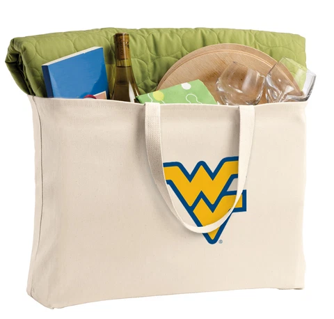 West Virginia University Canvas Tote WVU Reusable ShopperMOTHER'S DAY GIFT Cover