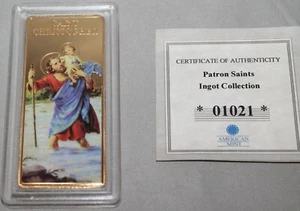 SAINT CHRISTOPHER PATRON SAINT INGOT COLLECTION COMMEMORATIVE PROOF - Picture 1 of 3