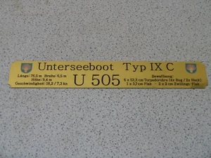 Namensschild für Modellständer mit Daten - U 505 - Bild 1 von 4