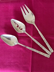 3 Stück 1847 Rogers Bros Service Löffel & Gabel LOVE/EDELBLUME - Bild 1 von 8