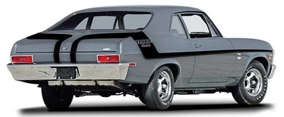 Chevrolet Nova 1970; juego de rayas Yenko Deuce; panel de cuarto de puerta de guardabarros; negro Foto 1 de 4