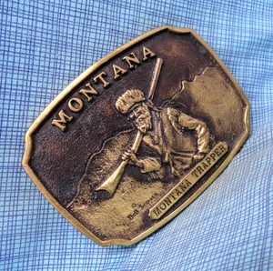Montana Trapper Gürtelschnalle #RC Bob Scriver Mountain Man Vintage 70er Heritage.GMP435 - Bild 1 von 11