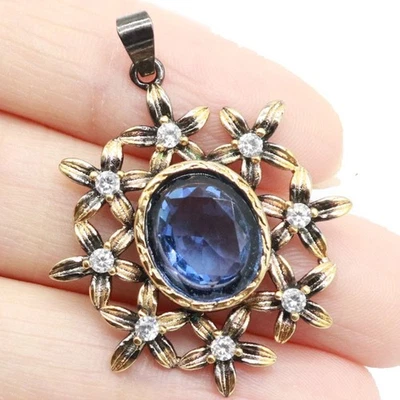 Compre 2 y obtenga 1 gratis forma de flores violeta tanzanita circonita cúbica regalo negro oro plata penante Foto 1 de 2