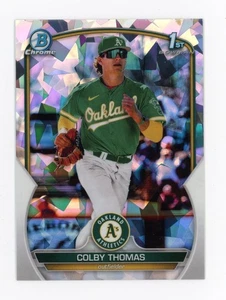 Tarjeta de novato Bowman 2023 cromada Colby Thomas primera RC REFRACTOR ATÓMICO #BCP-32 A's - Imagen 1 de 2