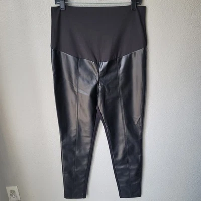 NUEVO Legging Pantalón Combinado Tejido Ponte Cuero Vegano Tribal Maternidad, Grande Foto 1 de 4