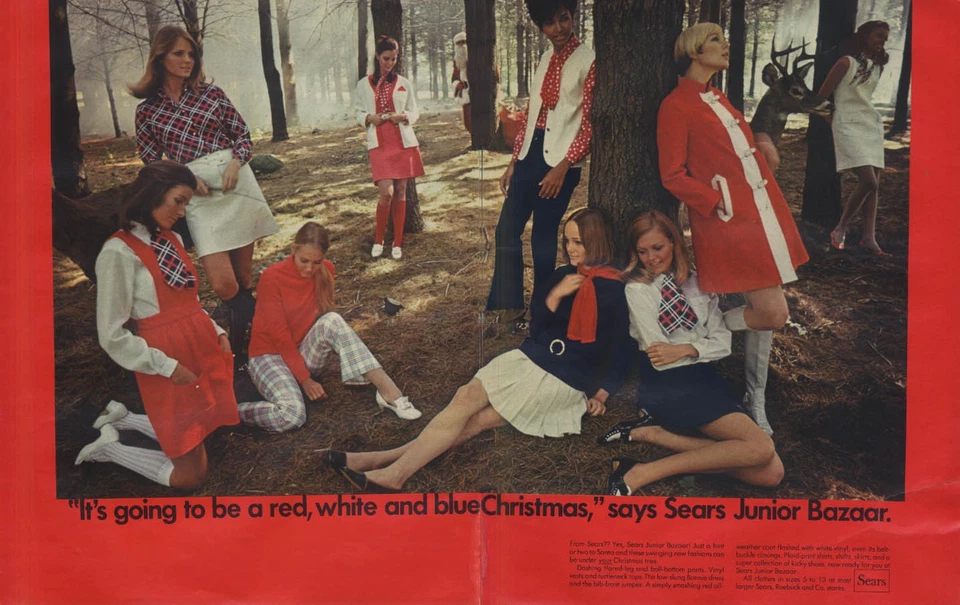 A Red White & Blue Christmas Sears Junior Bazaar anuncio 1968 Cheryl Tiegs Foto 1 de 1