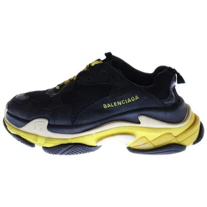BALENCIAGA TRIPLE S ESLOW TOP SNEAKER DAD BLACK YELLOW 534162 Used f668f57f47cdc - Picture 1 of 8