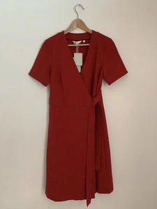 Boden Women Lara Mira Ponte Wrap Short Sleeve Dress Sz 8 Red Classic - Picture 1 of 11