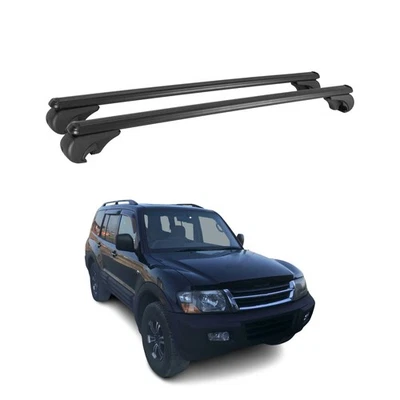 Suporte de barras transversais para rack de teto bloqueável para Mitsubishi Montero 1999-2006 preto - Imagem 1 de 4