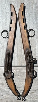 Antique Pair of Wooden Steal Horse Hame Harness USHCO MFG Co No 61  25 Inches - Image 1 of 4
