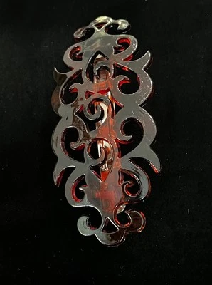 Vintage 1980s or 90s Brown Wide Open Ornate Style Large Hair Barrette Clip - Image 1 of 4