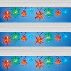 Large 6-Ft Solar Lighted Color-Changing Metallic Christmas Star String Lights - Picture 1 of 2