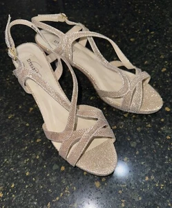 Dyeables Gold Silver Glitter Strap Heels 8.5 - Picture 1 of 8