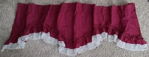Vintage Burgundy/White Valance 60"W×16'L×11"L Polyester/Cotton,Lace Polyester - Picture 1 of 6
