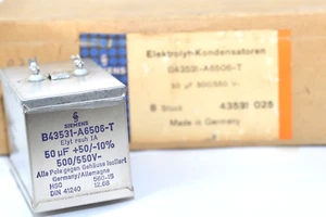 Vintage Electrolytic Capacitor Siemens B43531 Elyt rauh IA, 50 µF / 500 V-, NOS - Picture 1 of 9