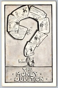 Humor The Money Question Huge Question Mark Comic Divided Back 1910s Postcard H7 - Picture 1 of 2