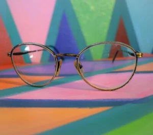 Vintage Society Optiks Black Gold Round Glasses Thick - Picture 1 of 12