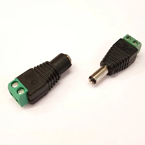SET OF MALE & FEMALE 2.1MM X 5.5MM DC POWER CONNECTORS for CCTV/REPAIRS - Picture 1 of 6