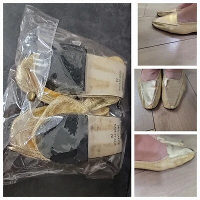 Zapatillas de ballet doradas brillantes de colección sin marca Casa Pixie Zapatos 7-71/2 Medianas-Grandes Foto 1 de 4