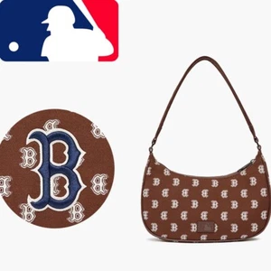 MLB Korea Classic Monogram Jacquard Boston Red Sox Hobo Bag Brown NewYork Yankes - Bild 1 von 5