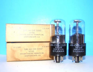 12J5GT VT-135 NOS Sylvania 1945 radio audio vacuum tubes 2 valve tested 12J5 USA - Picture 1 of 3