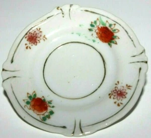 Occupied Japan Micro Mini Porcelain Saucer Tiny Flowers Gold Accent Hand-Painted - Picture 1 of 6