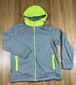 Layer 8 Sweatshirt Mens L Large Full Front Zip Hoodie Hooded Shirt Gray Green - Picture 1 of 13