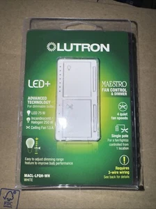 Lutron MACL-LFQH-WH Maestro Fan Control and Light Dimmer - Picture 1 of 2